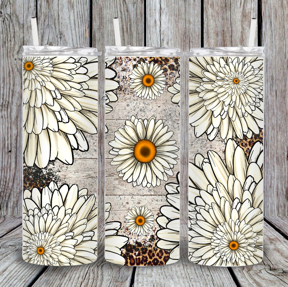 Boho Leopard Daisy Tumbler