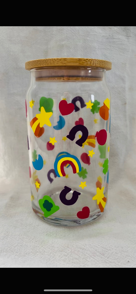 Lucky charms glass tumbler