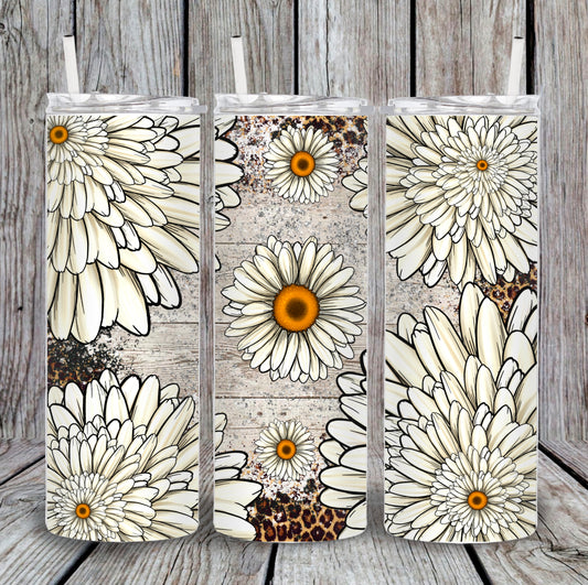 Boho Leopard Daisy Tumbler