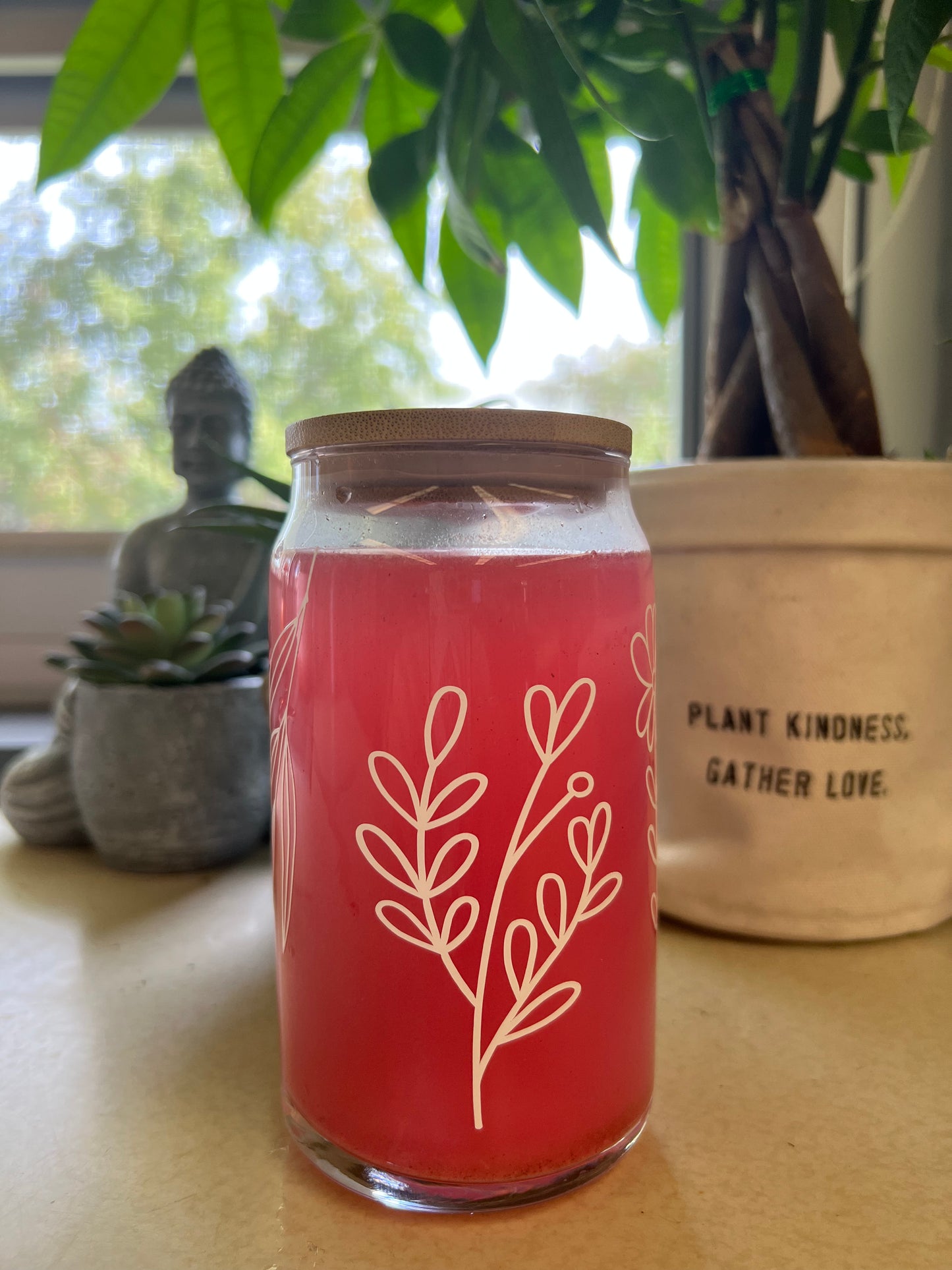 White boho flower tumbler