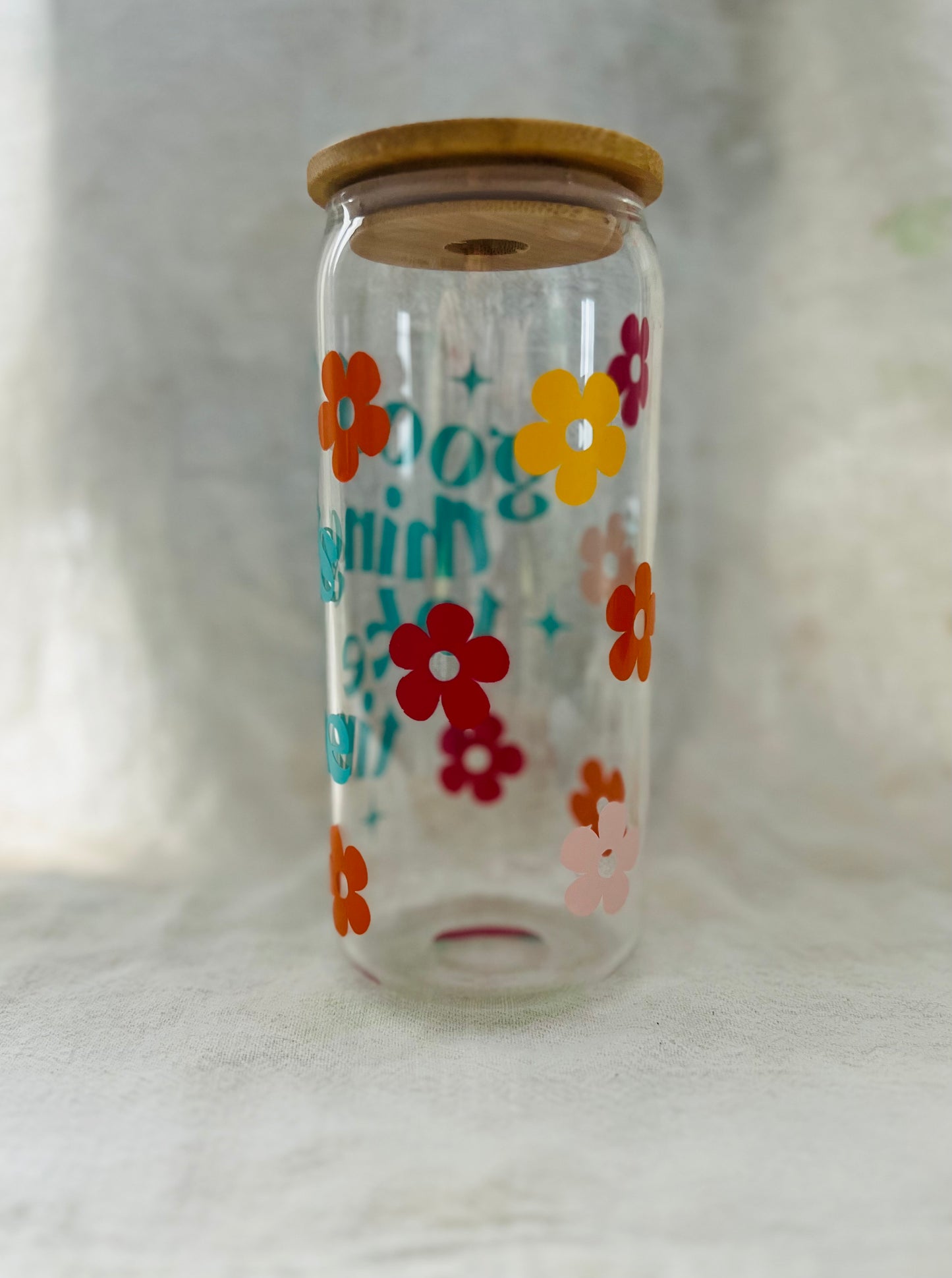 Good vibes flower can tumbler